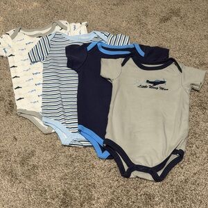 Bundle Baby Boy Luvable Friends Baby Bodysuit Set - Navy, Light Blue, Gray